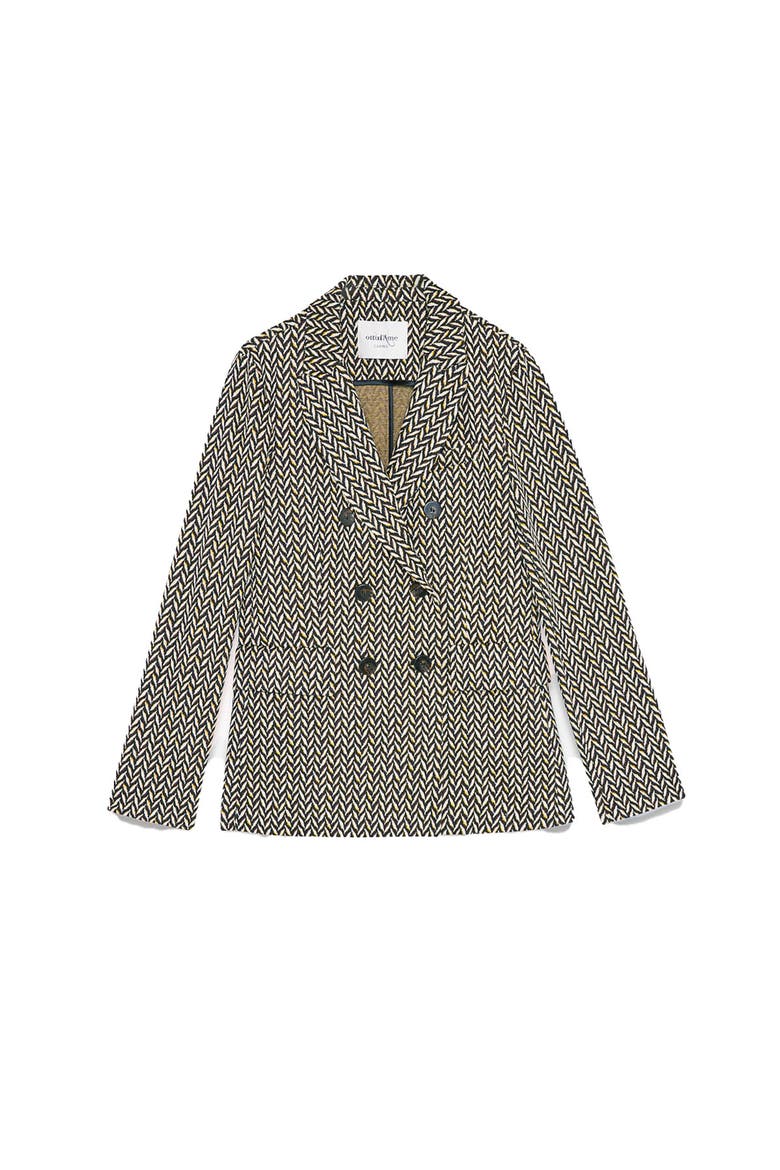 Printed Double Breasted Blazer, Alternate, color, Ecru