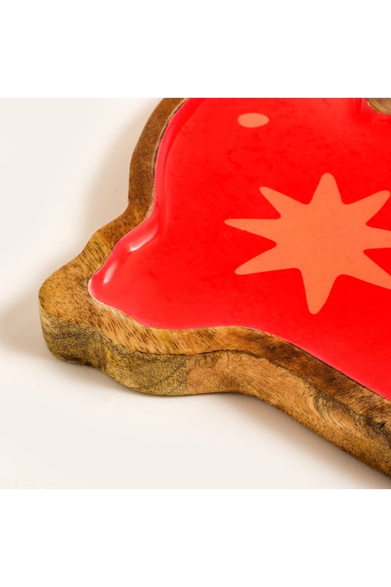 Lakri Wood Serving Board Entertaining Artisan, Alternate, color, Red