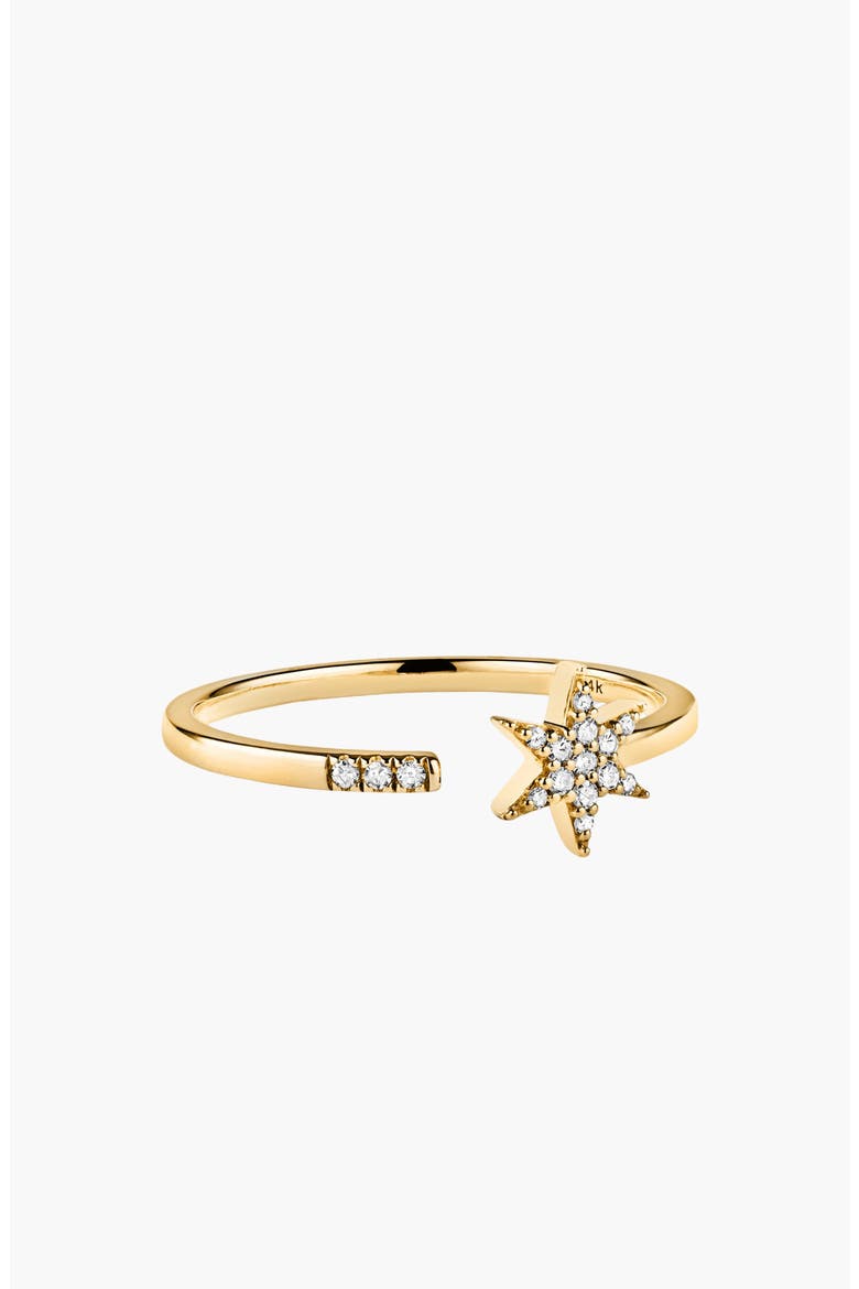 Pavé Diamond Star Open Ring, Alternate, color, Yellow Gold