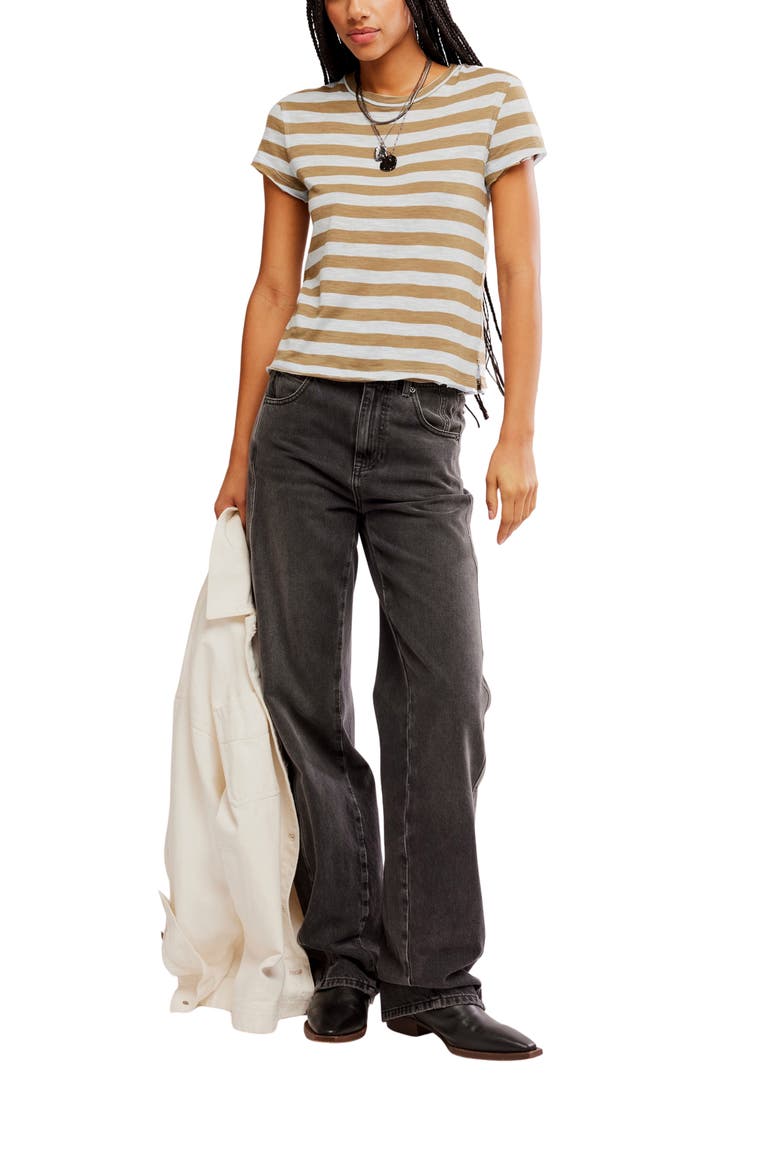 Nora Stripe Linen & Cotton T-Shirt, Alternate, color, MOCHA COMBO