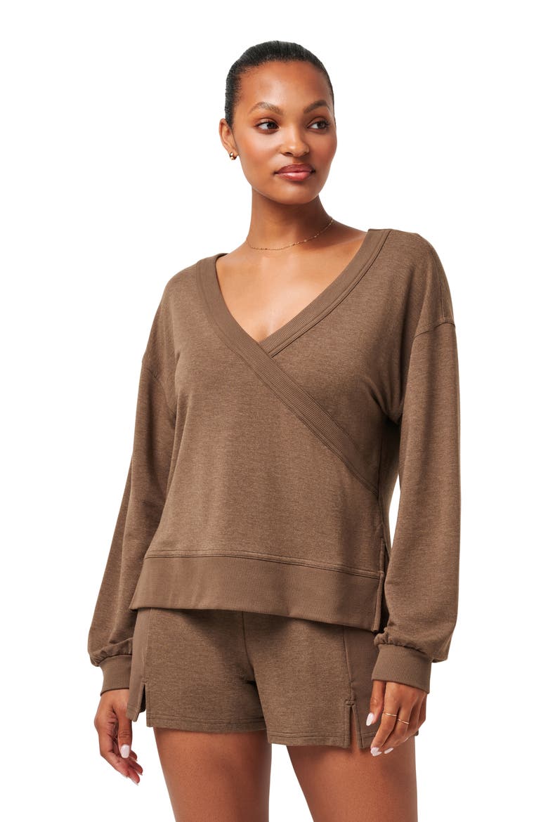 September Morning Reversible Sweatshirt, Alternate, color, HEATHER COCOA BROWN