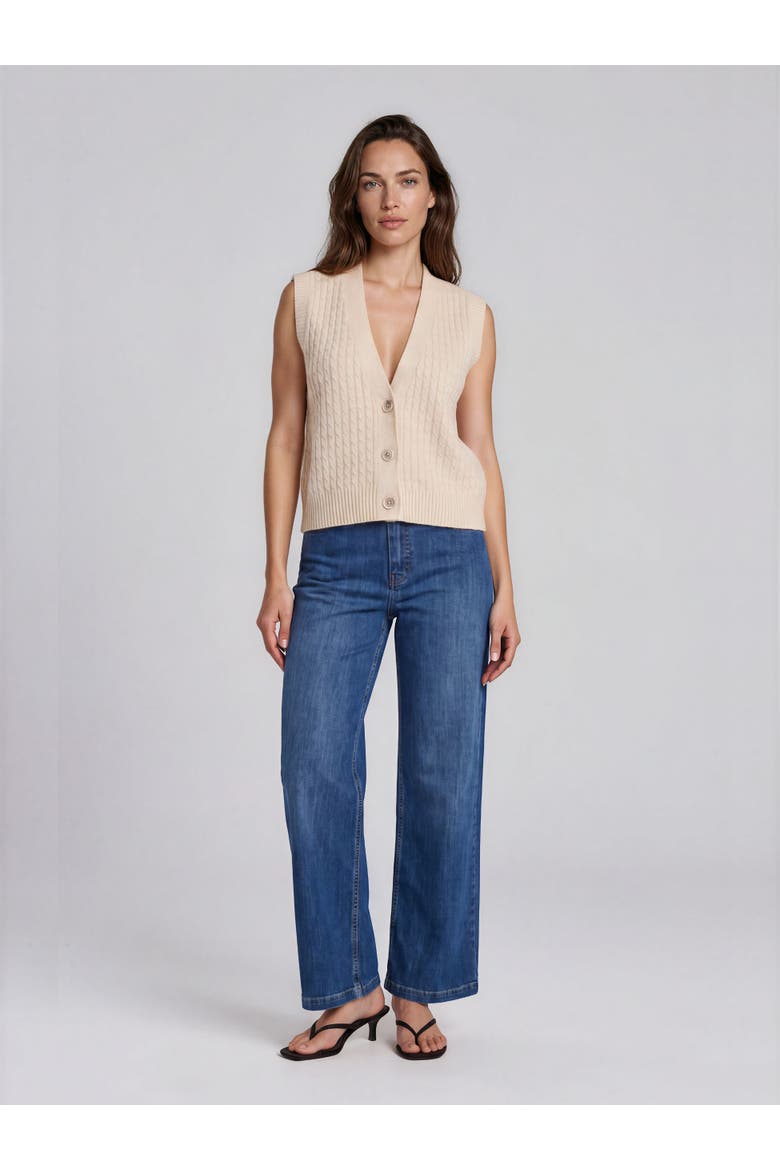 MaLaney V-Neck Buttoned Cable Knit Vest, Alternate, color, Whitecap