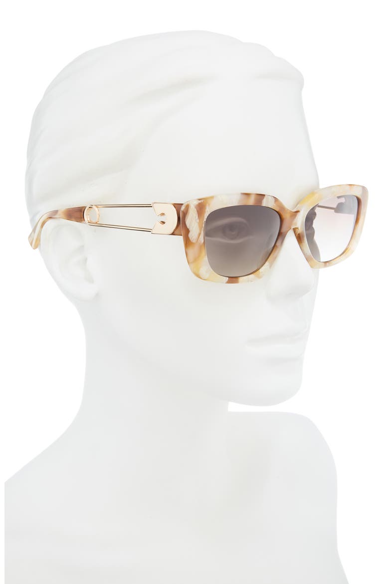 55mm Gradient Rectangular Sunglasses, Alternate, color, HAVANA / IVORY
