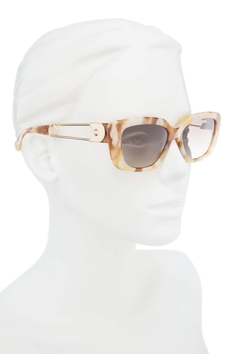 Moschino 55mm Gradient Rectangular Sunglasses, Alternate, color, Havana / Ivory