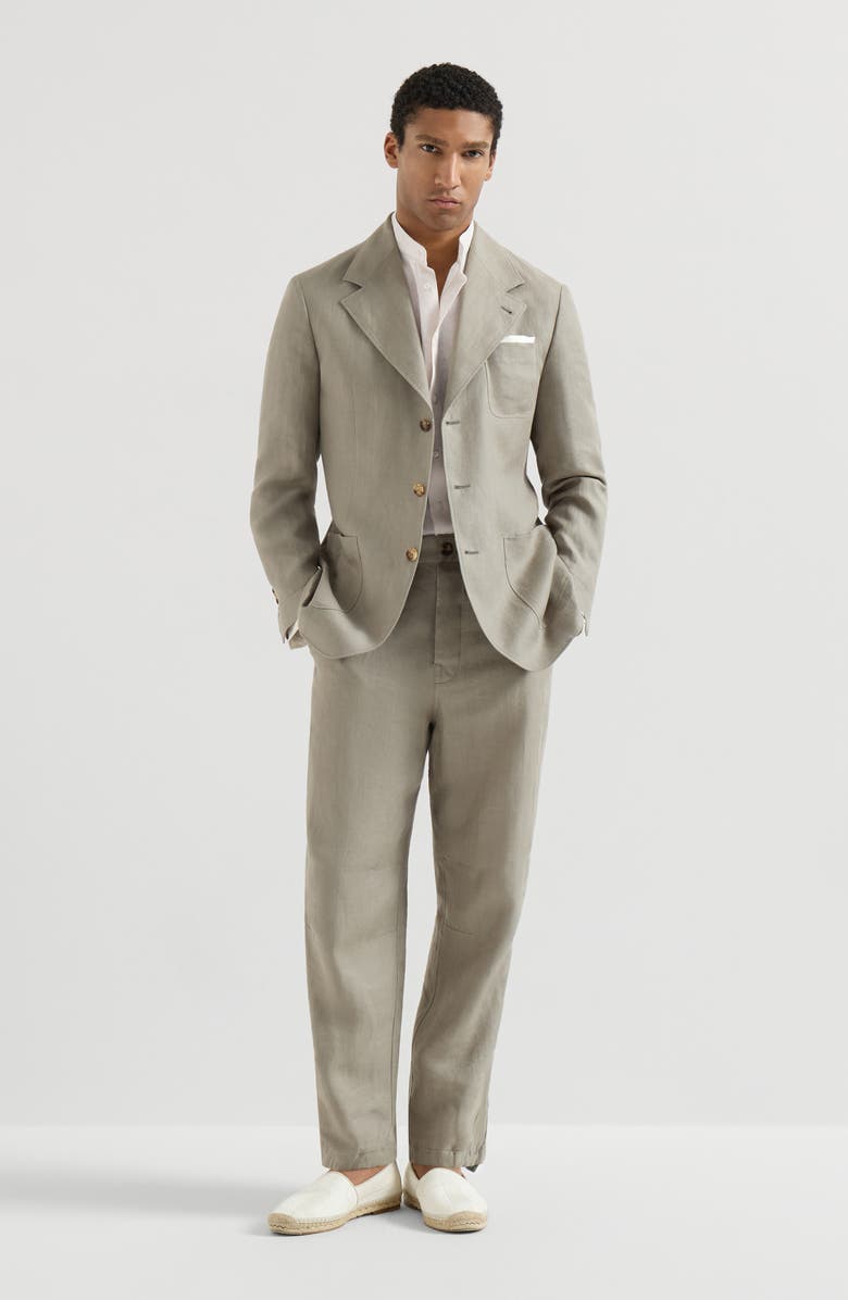 Brunello Cucinelli Mandarin collar shirt, Alternate, color, Panama