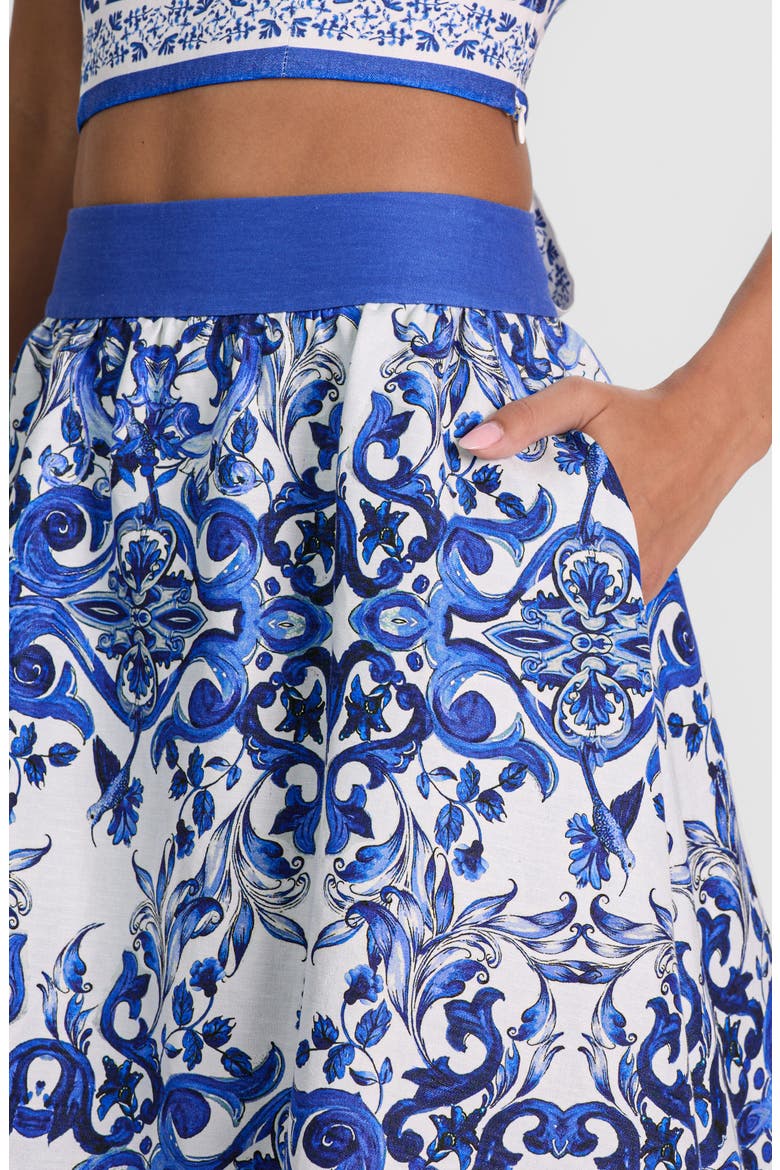 Earla High Waist Linen Blend Midi Skirt, Alternate, color, SOLSTICE