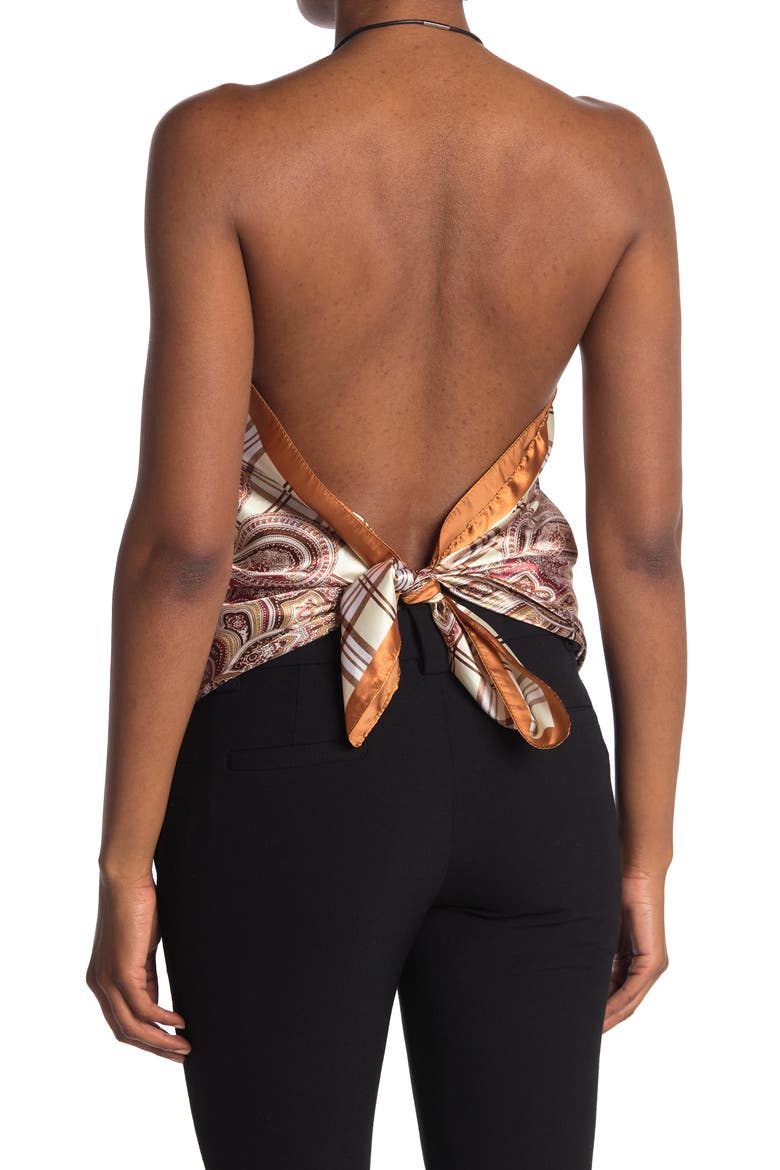Paisley Plaid Convertible Scarf & Halter Top, Alternate, color, LIGHT BROWN