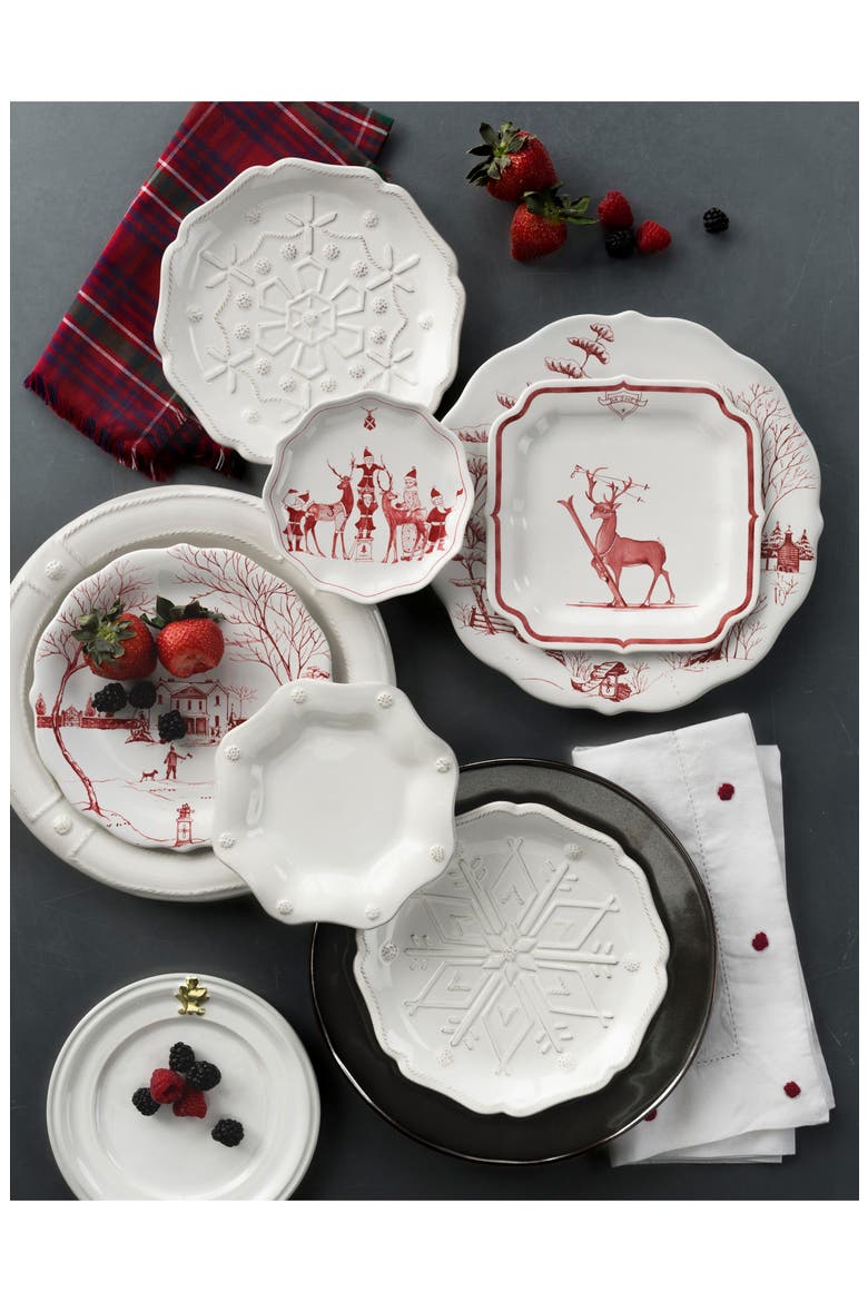 Reindeer Games Set of 4 Ceramic Tidbit Plates, Alternate, color, RUBY