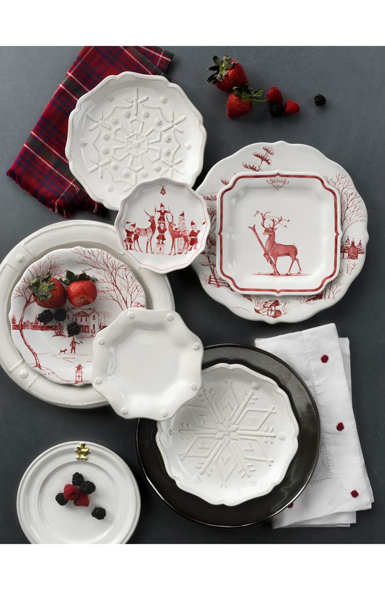 Juliska Reindeer Games Set of 4 Ceramic Tidbit Plates, Alternate, color, 