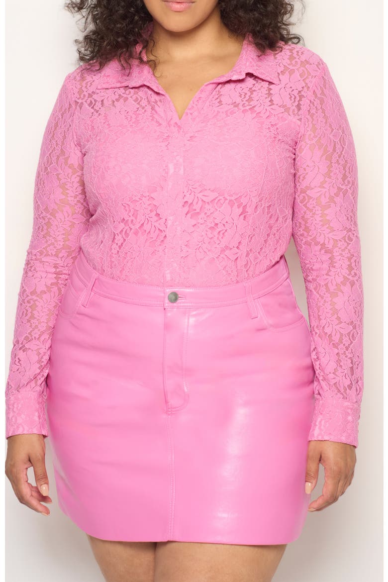 Dixie Recycled Leather Skirt, Alternate, color, Aurora Pink
