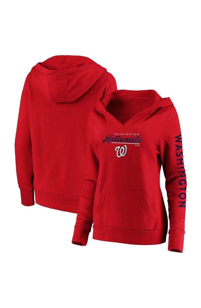 FANATICS Women's Fanatics Branded Red Washington Nationals Core High Class Crossover Pullover Hoodie, Main, color, Red