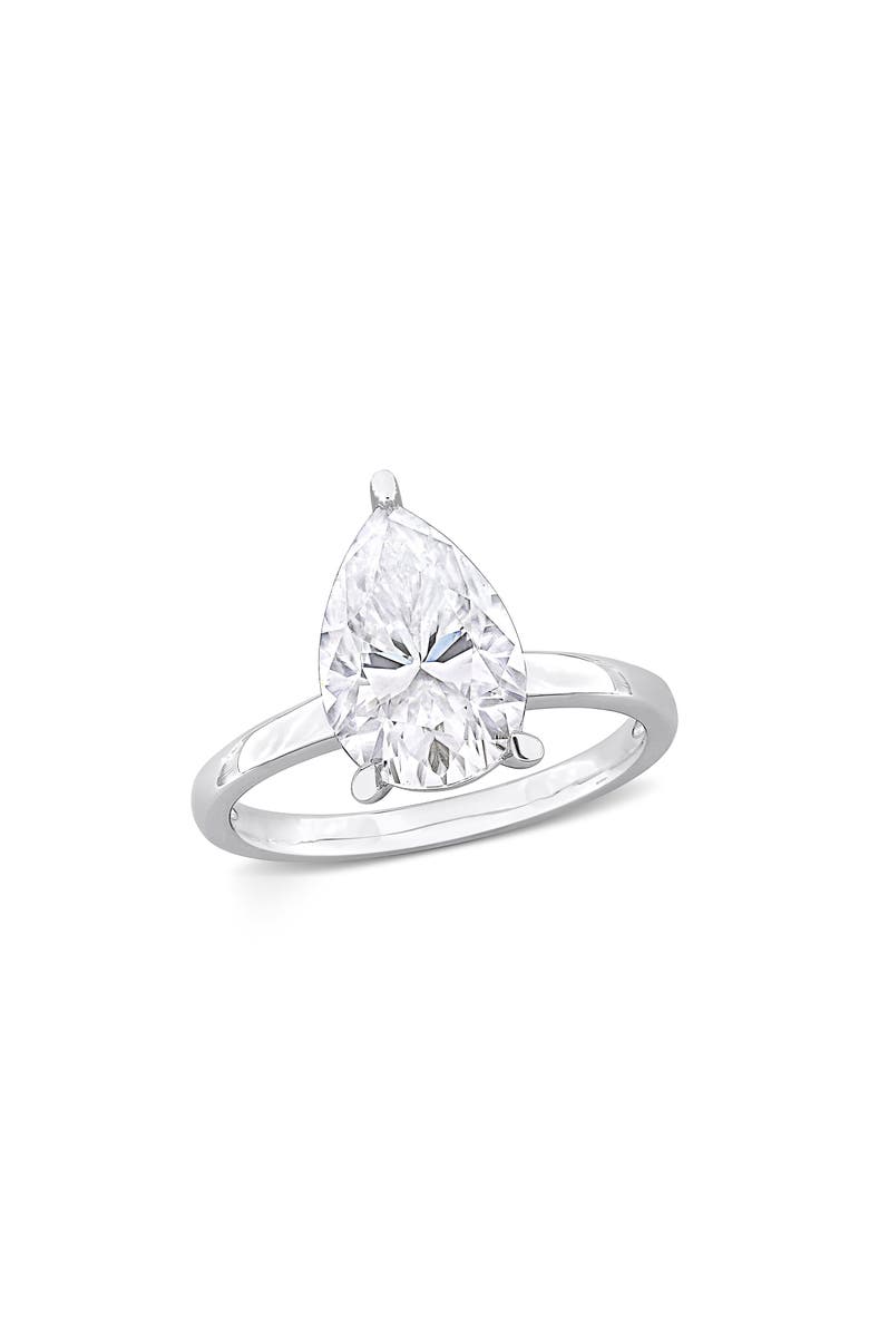 DELMAR Pear Cut Moissanite Ring, Main, color, White Silver