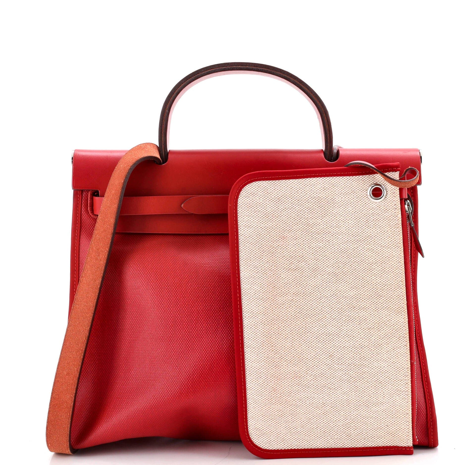 Herbag Zip Berline Vache Canvas and Leather 31, Alternate, color, Red