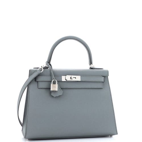 Pre-owned Hermes Hermes Kelly Handbag Green Epsom With Palladium Hardware 28 In Green