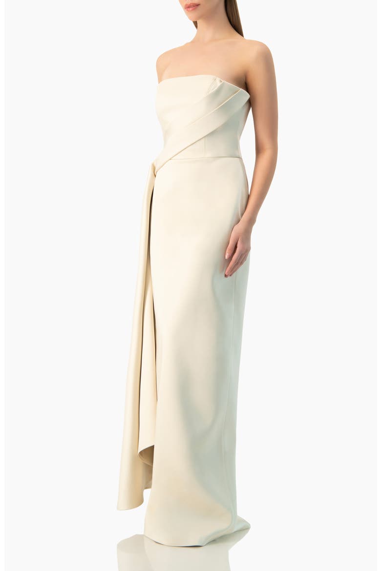 Strapless Sculpted Drape Gown, Alternate, color, Beige