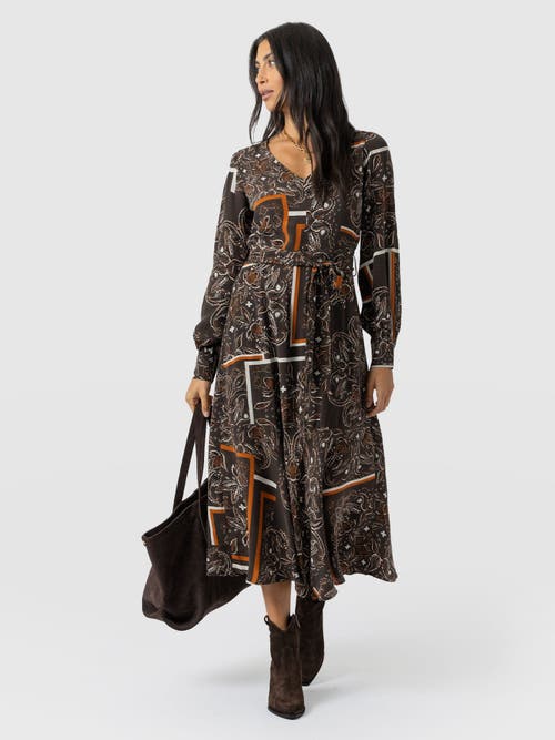 Saint And Sofia Saint + Sofia Allegra V-neck Dress In Brown