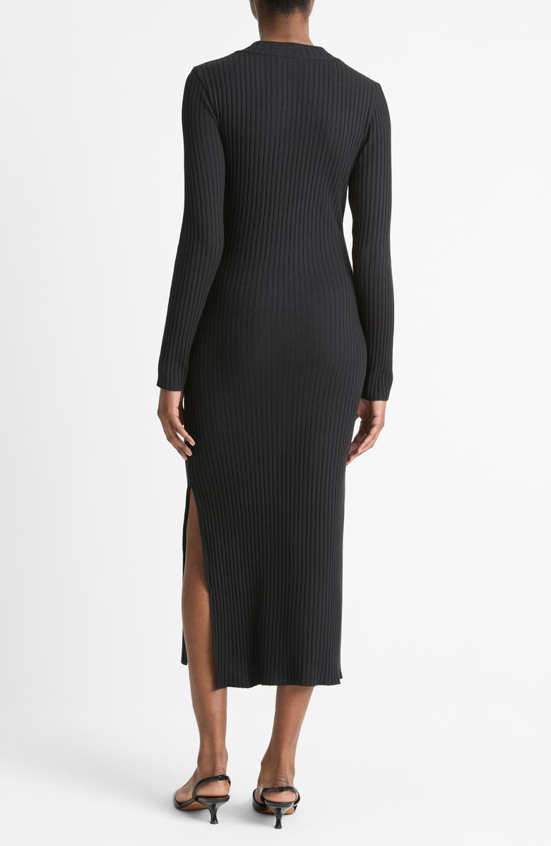 Vince Long Sleeve Rib Maxi Dress, Alternate, color, Black