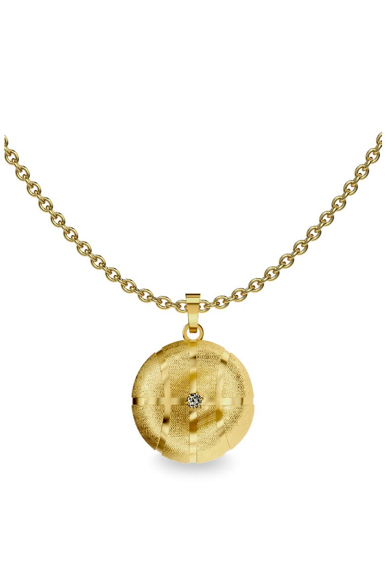 The Basketball Leaking Ball Diamond Necklace, Main, color, Gold / White Diamond