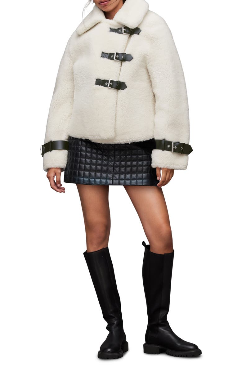 AllSaints Farley Genuine Shearling Jacket, Alternate, color, 