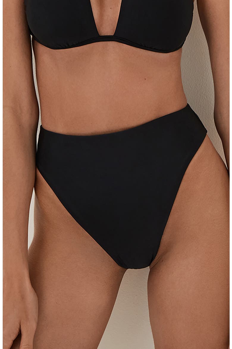 Gigi Hot High Waist Bikini Bottoms, Main, color, BLACK