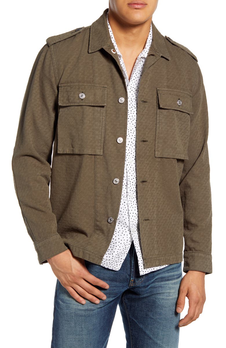 7 For All Mankind Zigzag Jacquard Military Shirt Jacket, Main, color, 
