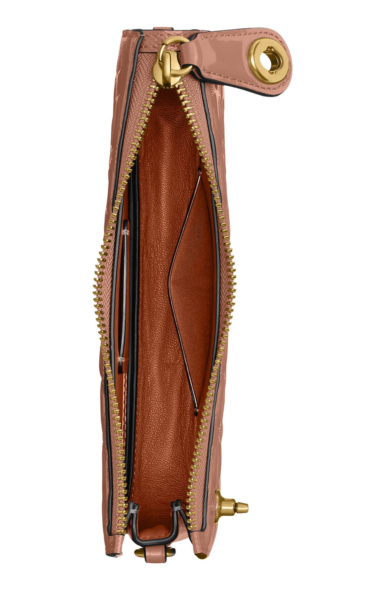 Penn Signature Patent Leather Shoulder Bag, Alternate, color, CAPPUCCINO