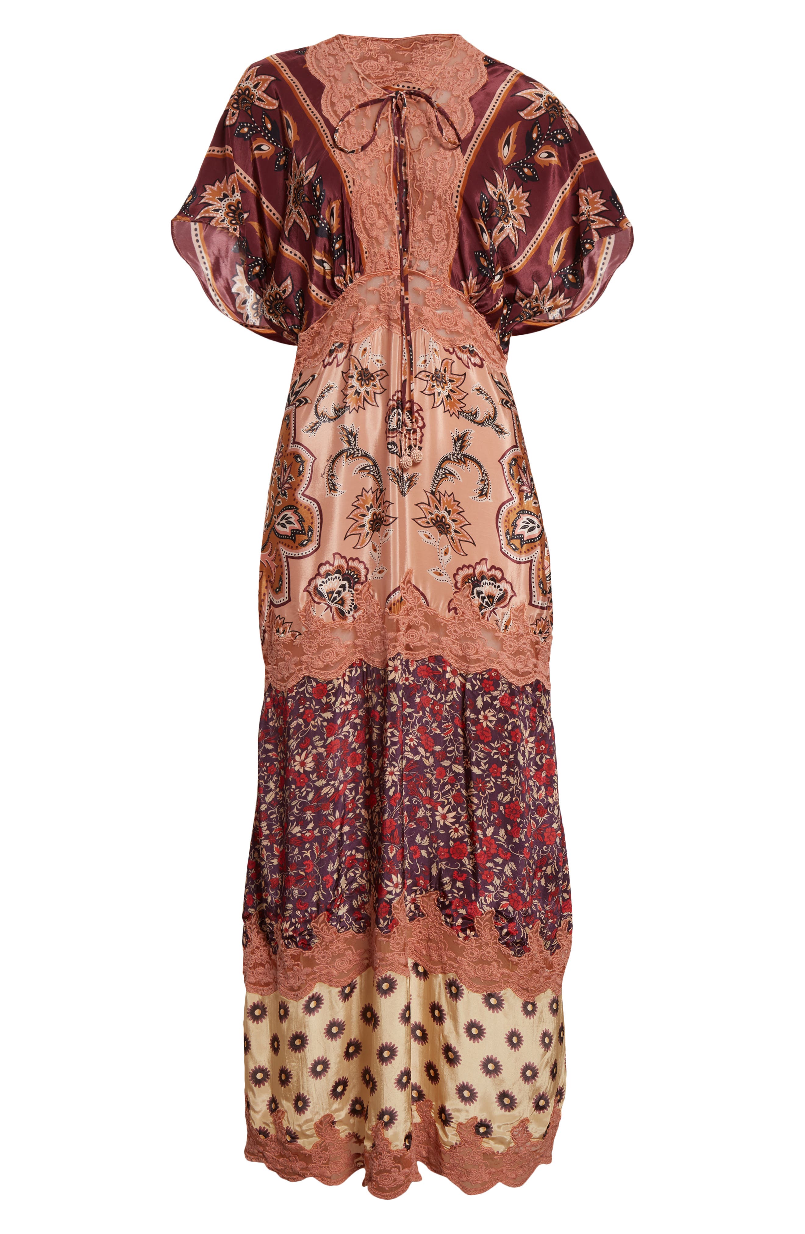farm rio winter tapestry ruched maxi dress Glam Lace Trim (Women) Sharing the Good Times, Perfect for special occasions Color:PACIFIC Blackinbloom