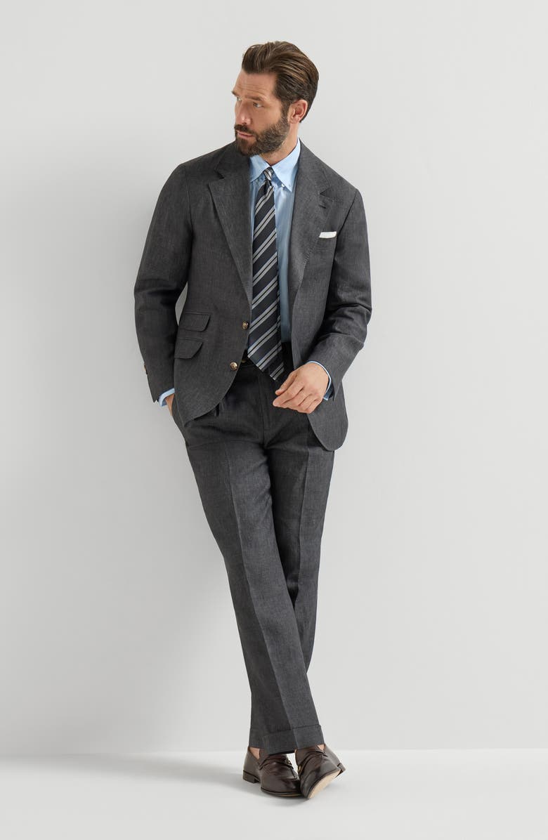 Brunello Cucinelli Linen deconstructed blazer, Alternate, color, Anthracite