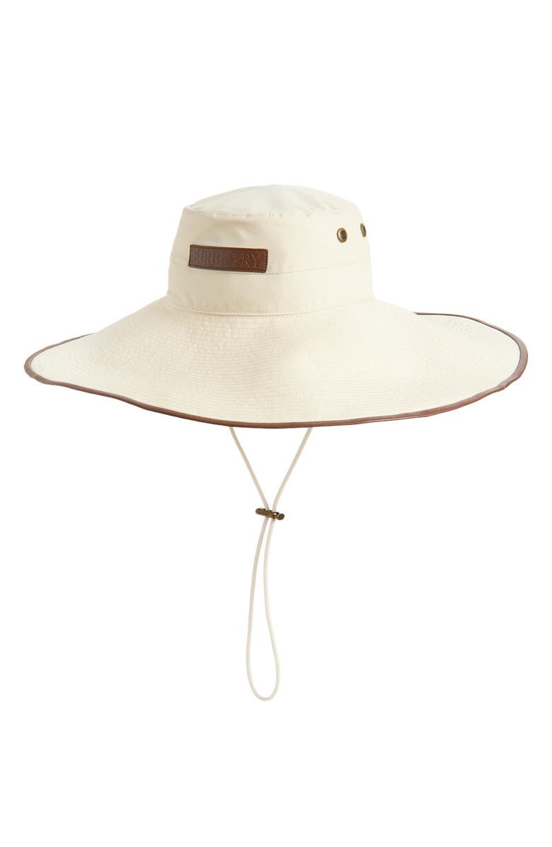 Burberry Logo Gabardine Sun Hat, Main, color, Calico