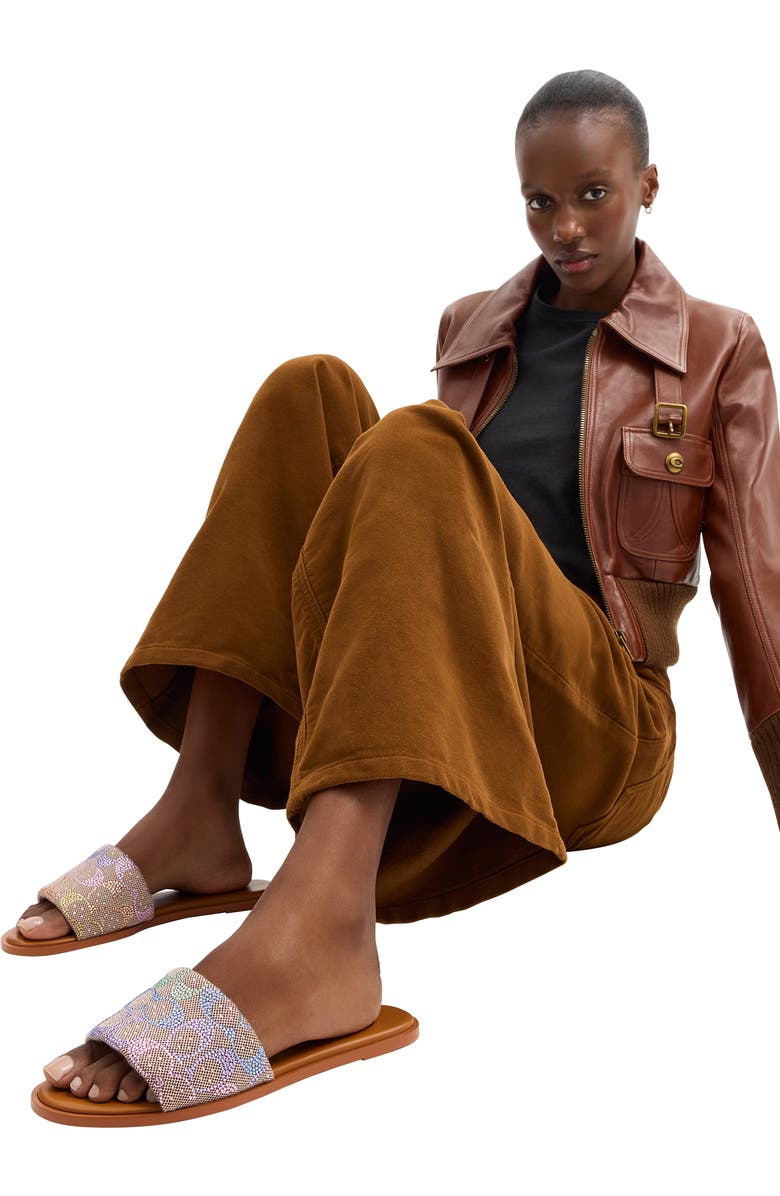 COACH Holly Signature Crystal Slide Sandal, Alternate, color, Rainbow Multi