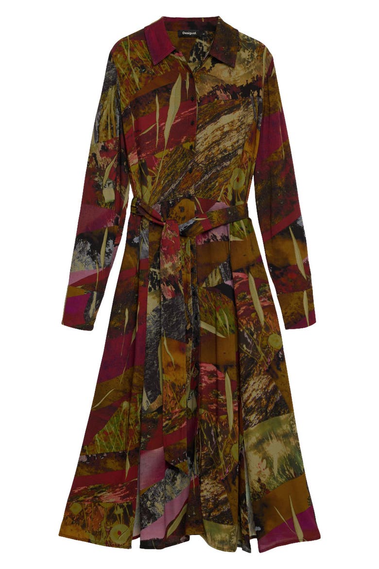 Printed Long Sleeve Shirt Dress, Alternate, color, GREEN