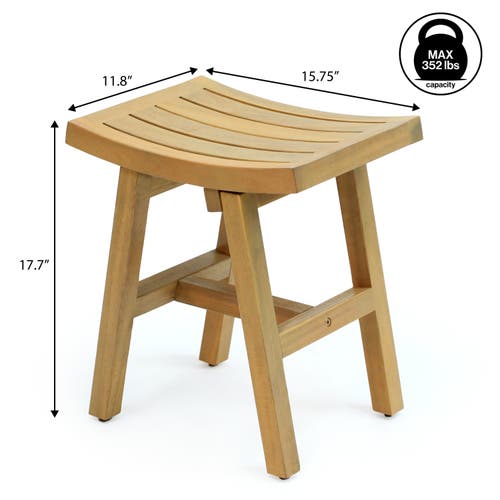 Jonathan Y Tamlyn 15.75" Traditional Classic Slatted Solid Acacia Wood Indoor/outdoor Shower Stool In Brown