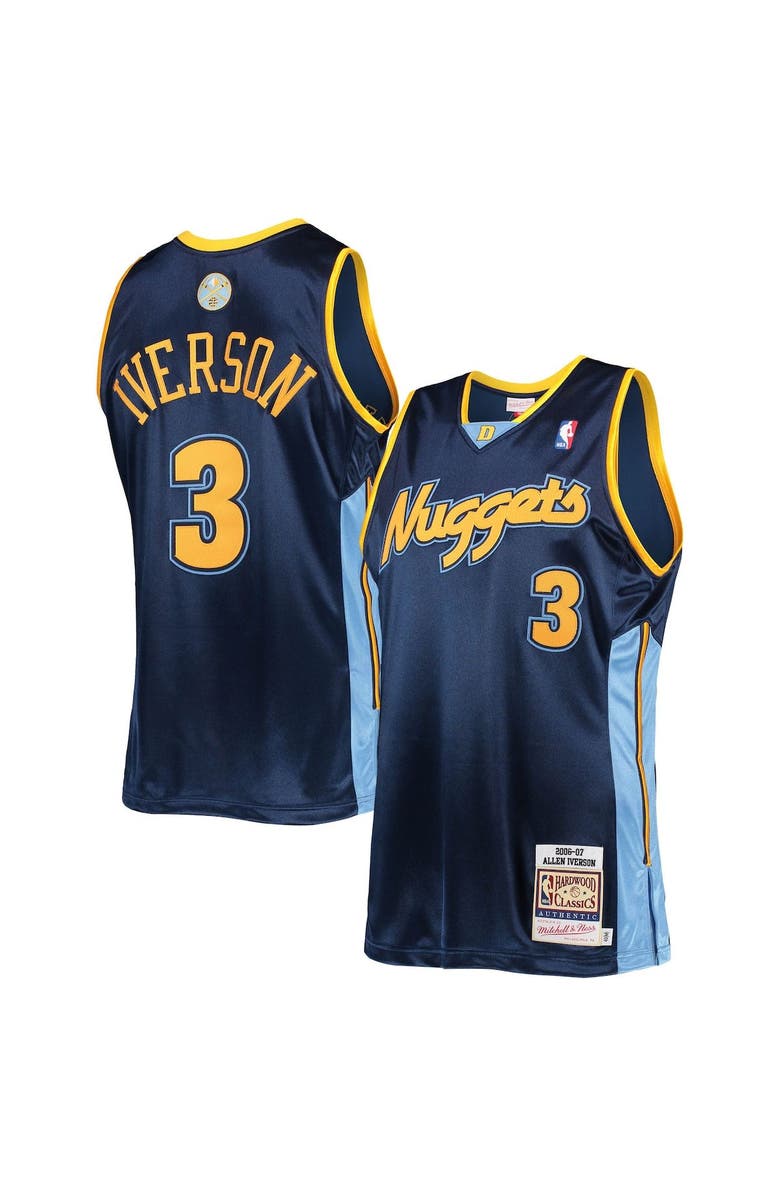 Mitchell & Ness Men's Mitchell & Ness Allen Iverson Navy Denver Nuggets Hardwood Classics Authentic 2006 Jersey, Main, color, 