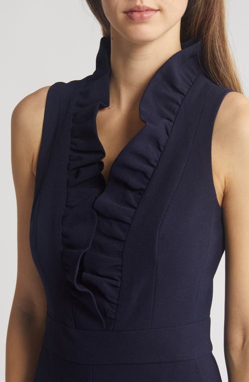 Eliza J Ruffle Neck Jumpsuit In Navy