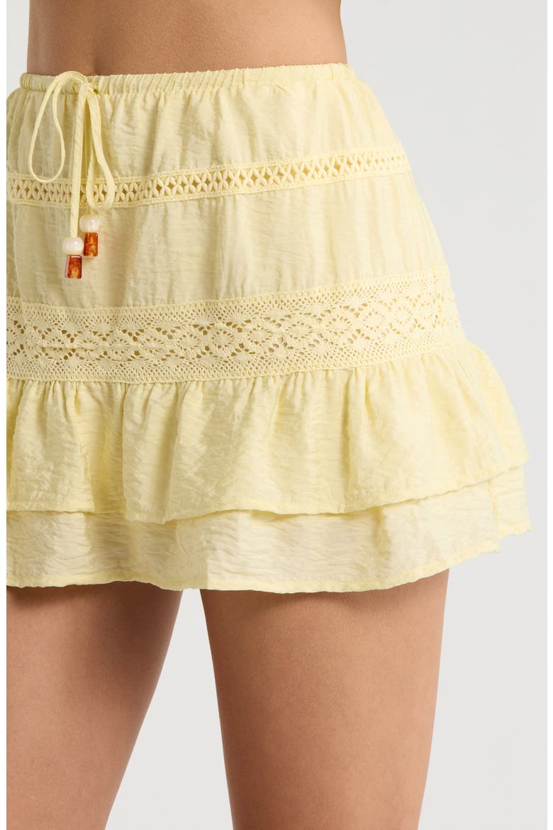 Ruffle Tie Waist Miniskirt, Alternate, color, PASTEL YELLOW