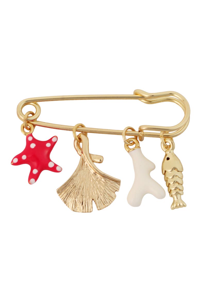Ocean Drops Safety Pin Brooch, Main, color, GOLD
