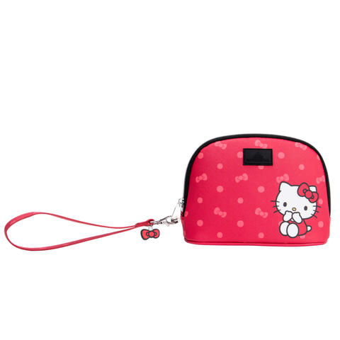Hello Kitty Wristlet Pouch - Faux Saffiano Leather, Polka Dot