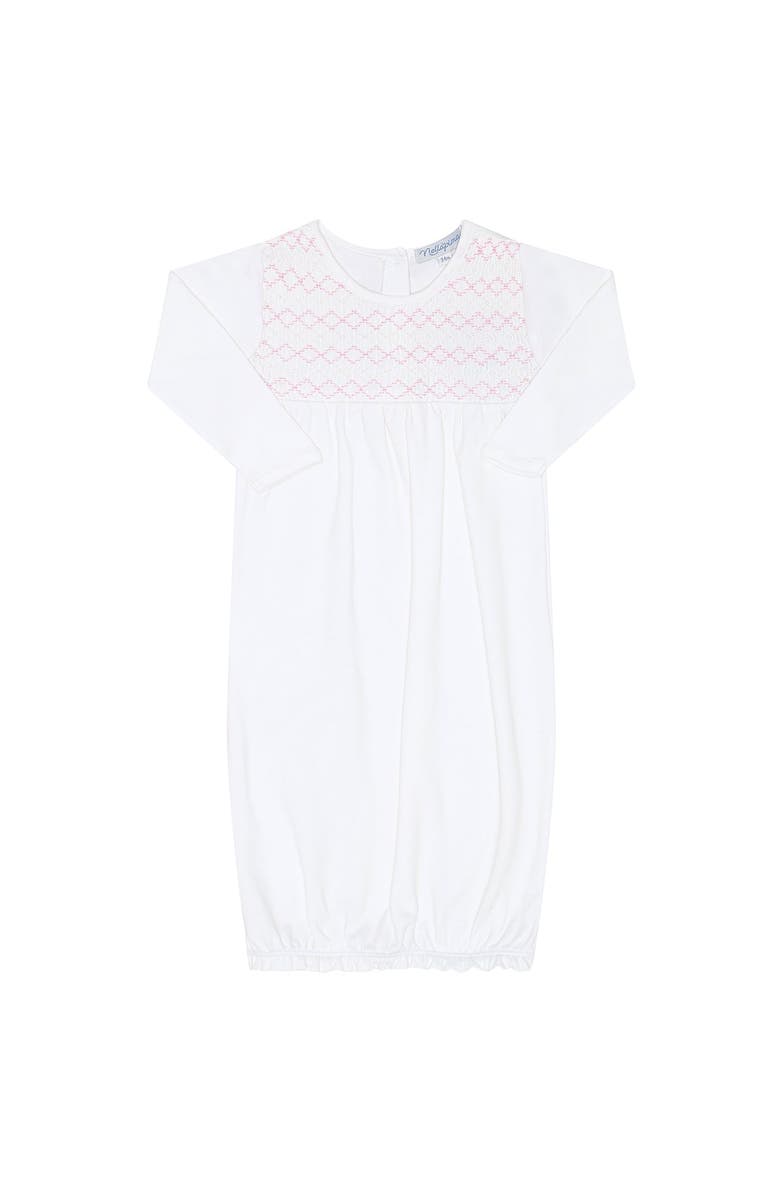 Nellapima Signature Smocked Girls Gown - Baby, Alternate, color, Pink, White