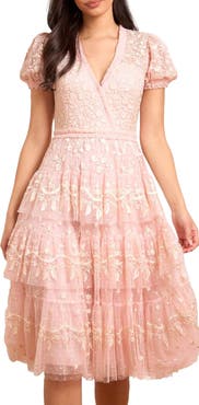 Needle & Thread Layered Lace V-Neck Midi Dress