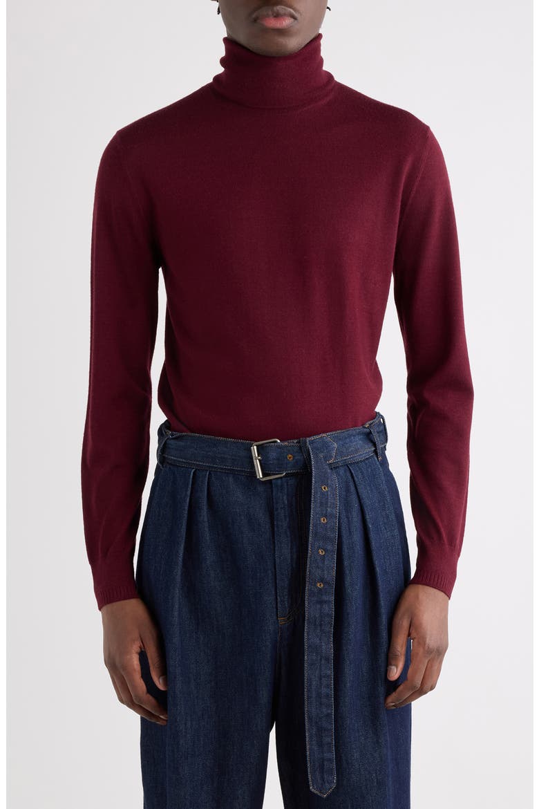 Munas Merino Wool Turtleneck Sweater, Main, color, WINE