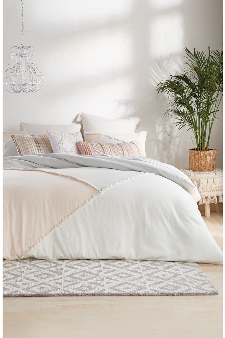 Colorblock Fringe Comforter & Sham Set, Alternate, color, MULTI