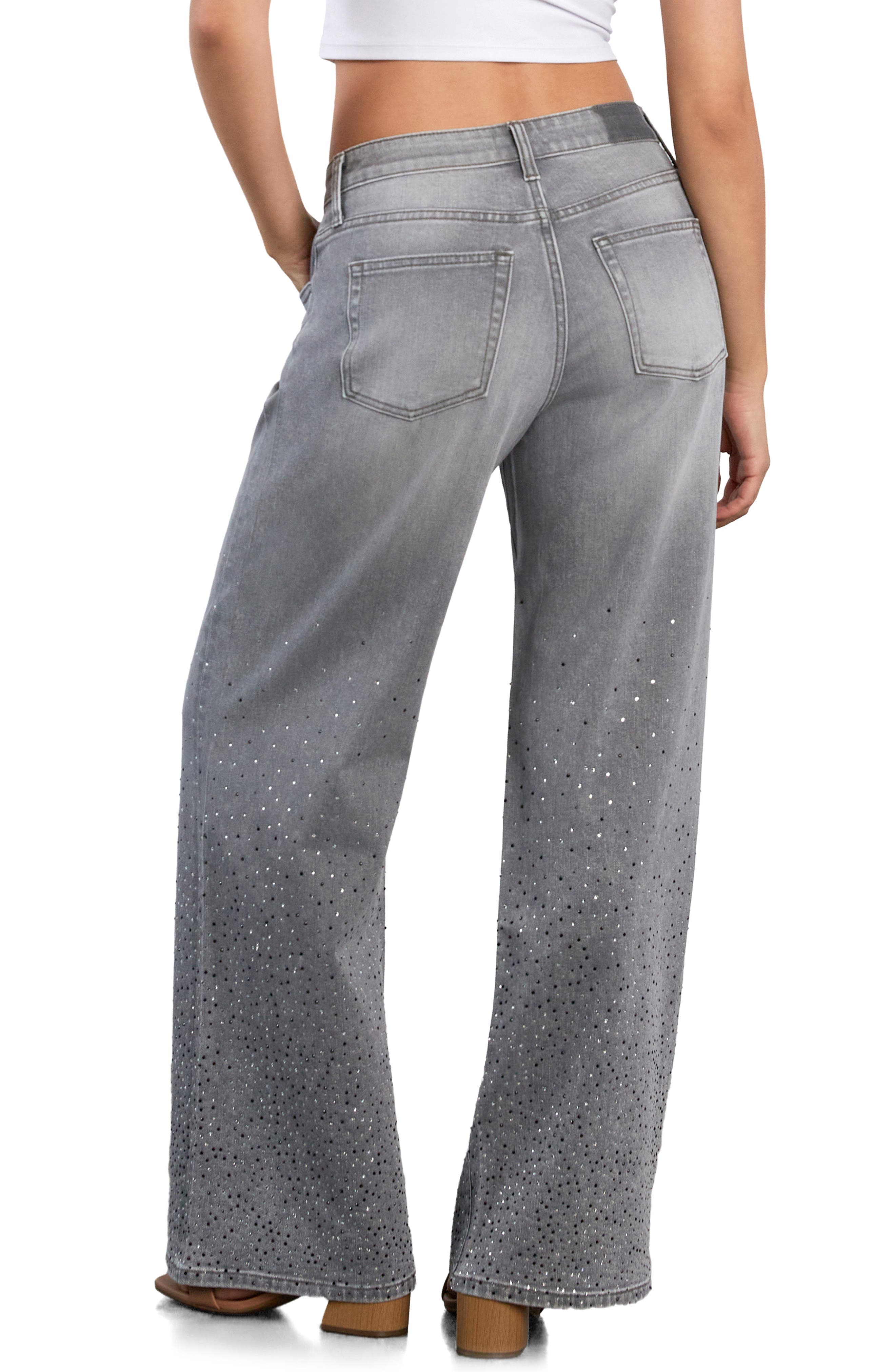 HINT OF BLU Star Studded Wide Leg Jeans (Women) | Nordstrom