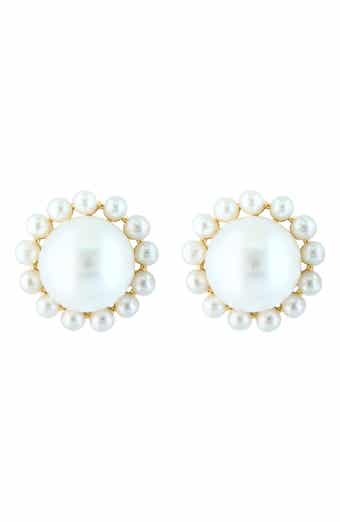 EFFY 14K Yellow Gold Cultured Freshwater Pearl Halo Stud Earrings