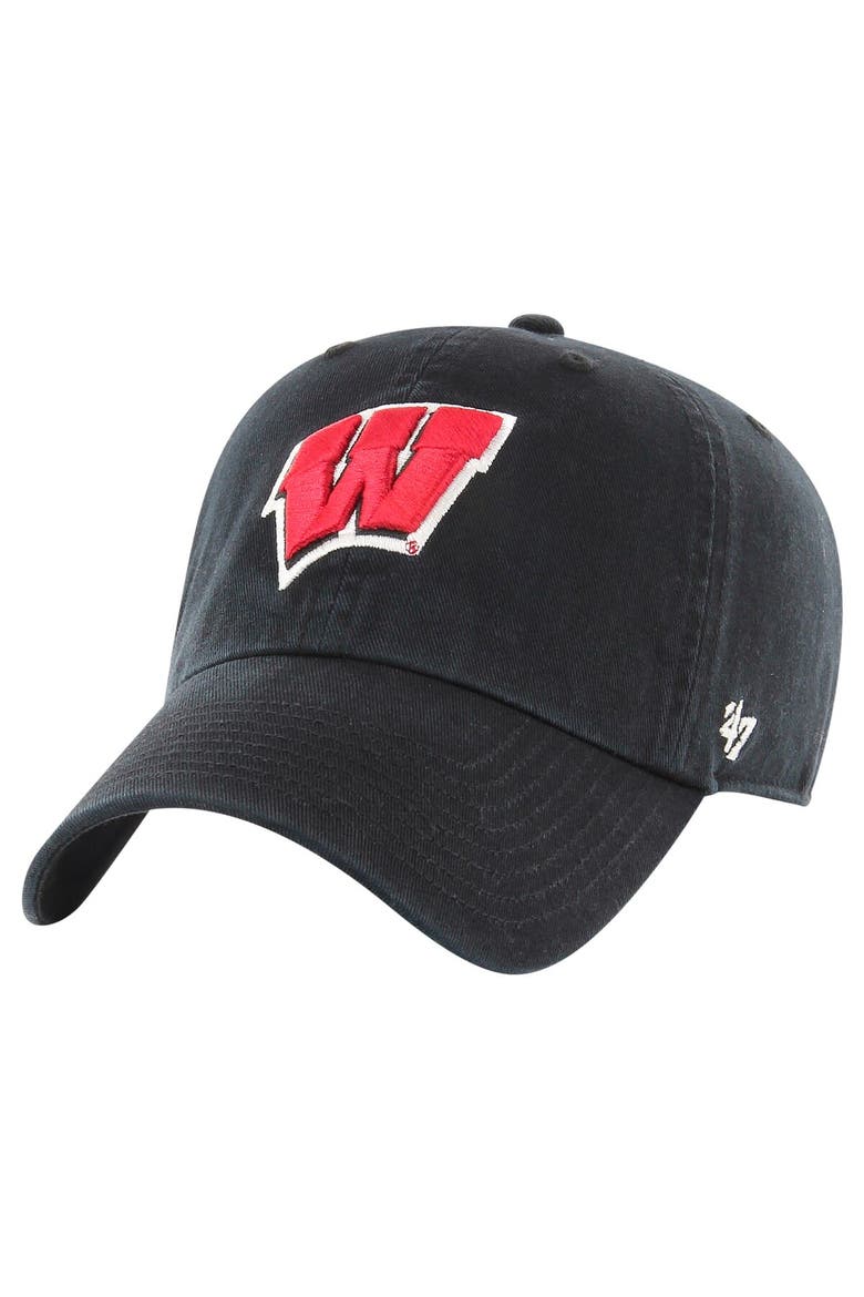 Men's '47 Black Wisconsin Badgers Clean Up Adjustable Hat, Main, color, Black