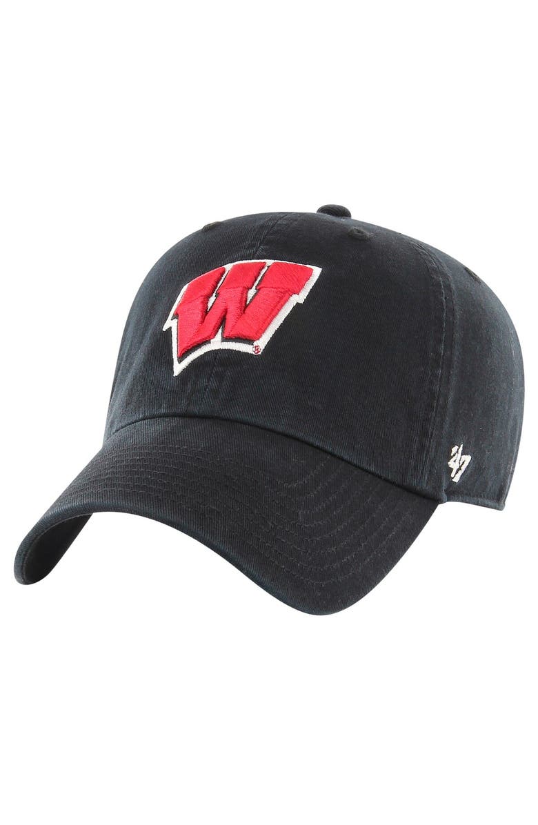 '47 Men's '47 Black Wisconsin Badgers Clean Up Adjustable Hat, Main, color, Black