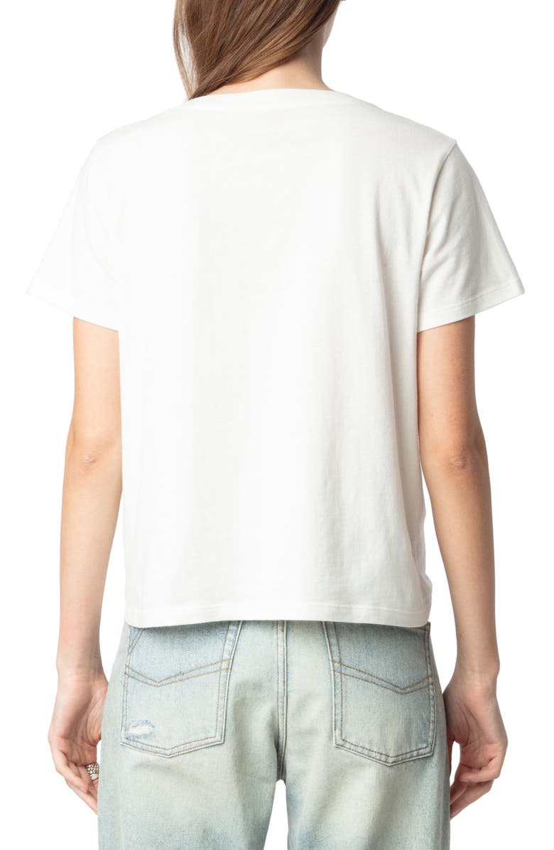 Zadig & Voltaire Alys Big Heart Strass Crystal Embellished Cotton Graphic T-Shirt, Alternate, color, 