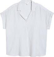 beachlunchlounge Arin Stripe Short Sleeve Cotton Button-Up Shirt