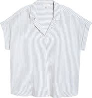 beachlunchlounge Arin Stripe Short Sleeve Cotton Button-Up Shirt