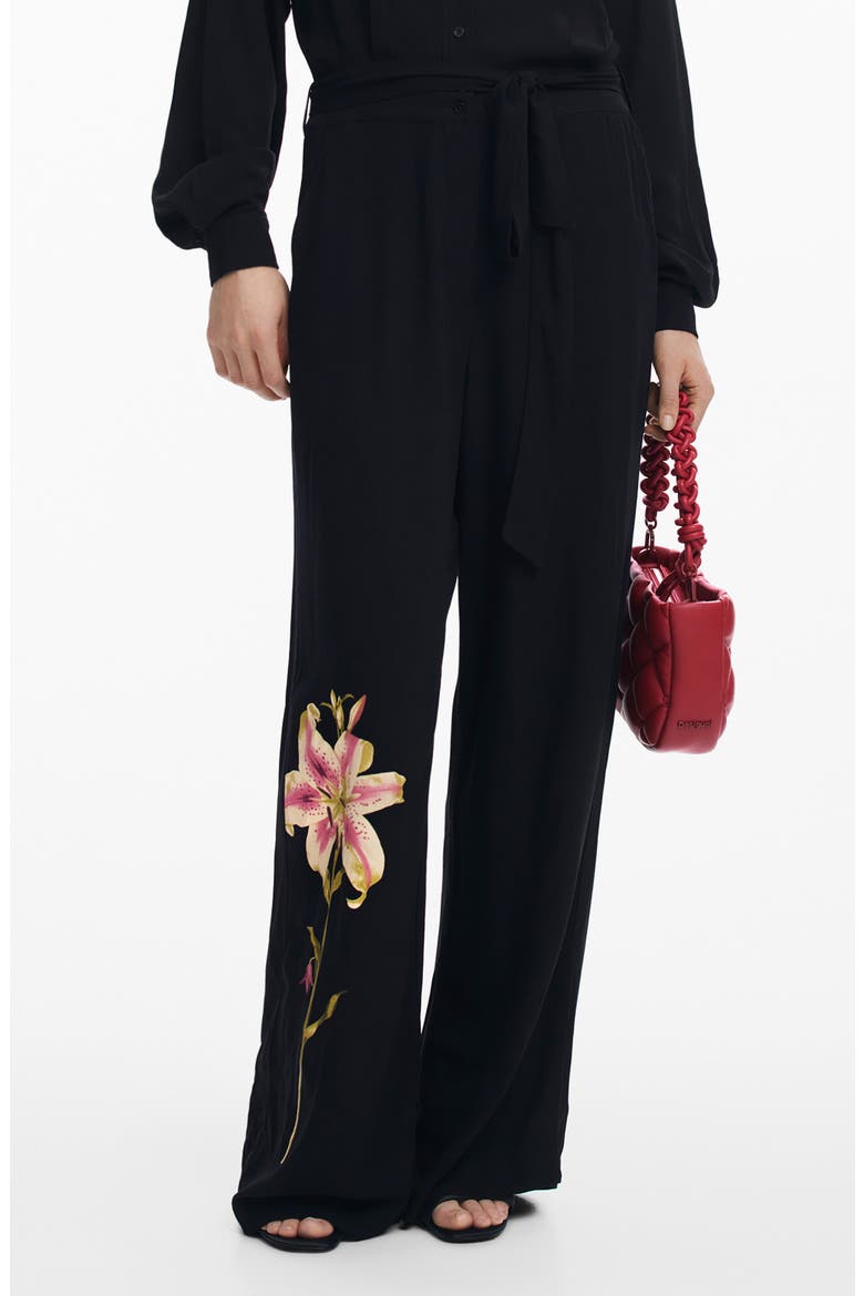 Lirio Floral Print Wide Leg Jumpsuit, Main, color, BLACK