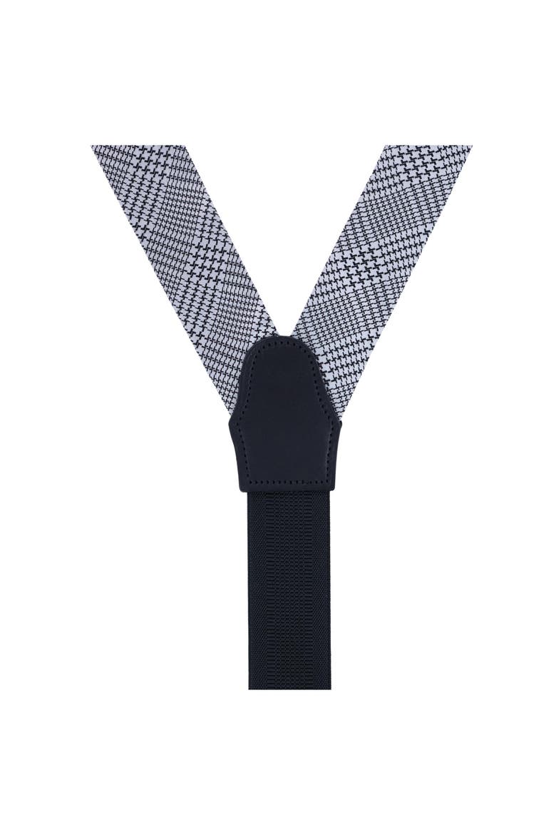 Benji Houndstooth Plaid Silk Suspenders, Alternate, color, BLACK